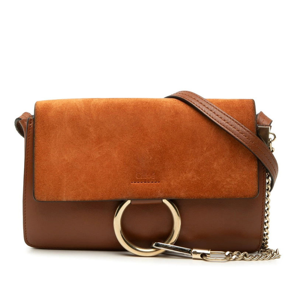 Chloe Faye Crossbody Bag Brown Leather Suede